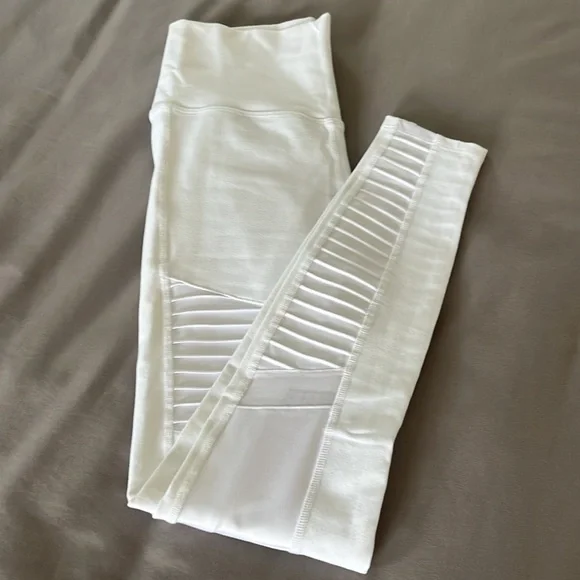 Alo White High-Waist Moto Leggings - Picture 2 of 6